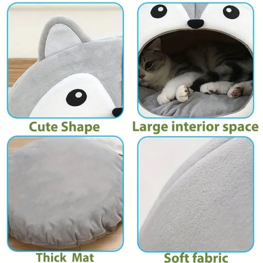 Cute Cat Bed Warm Pet Mat Super Soft House Cushion for Cats Dog Kitten Cave Pad