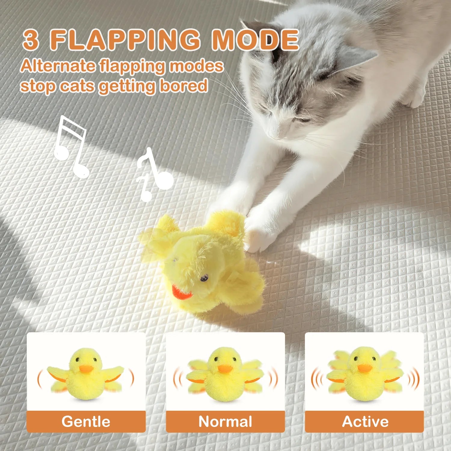 Interactive Cat Toys for Indoor Cats Rechargeable Automatic Chirping Duck Cat Toy with Catnip Auto Beating Wings Cat Toy