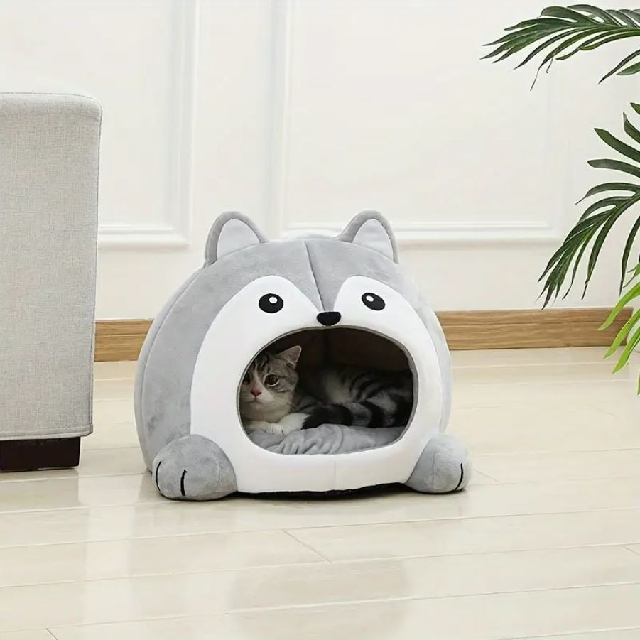 Cute Cat Bed Warm Pet Mat Super Soft House Cushion for Cats Dog Kitten Cave Pad