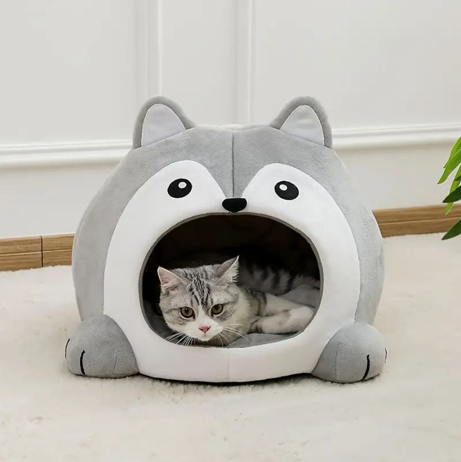 Cute Cat Bed Warm Pet Mat Super Soft House Cushion for Cats Dog Kitten Cave Pad