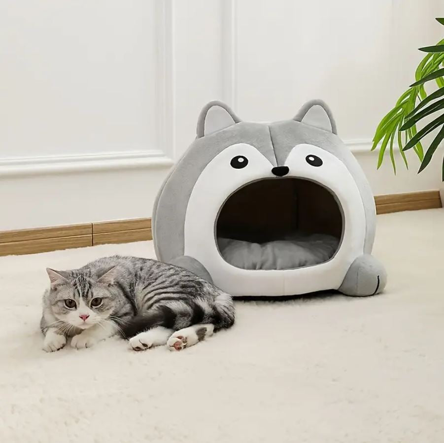 Cute Cat Bed Warm Pet Mat Super Soft House Cushion for Cats Dog Kitten Cave Pad