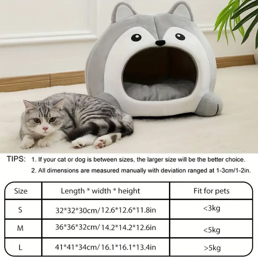 Cute Cat Bed Warm Pet Mat Super Soft House Cushion for Cats Dog Kitten Cave Pad