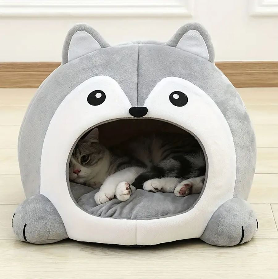 Cute Cat Bed Warm Pet Mat Super Soft House Cushion for Cats Dog Kitten Cave Pad
