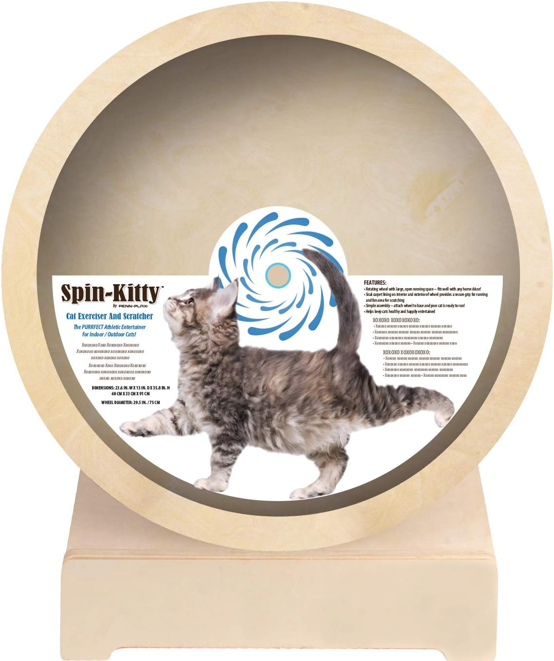Spin-Kitty 29.5 Inch Cat Exerciser Wheel - Treadmill for Running, Spinning, and Scratching Fun – Great Physical Activity for Indoor and Outdoor Cats
