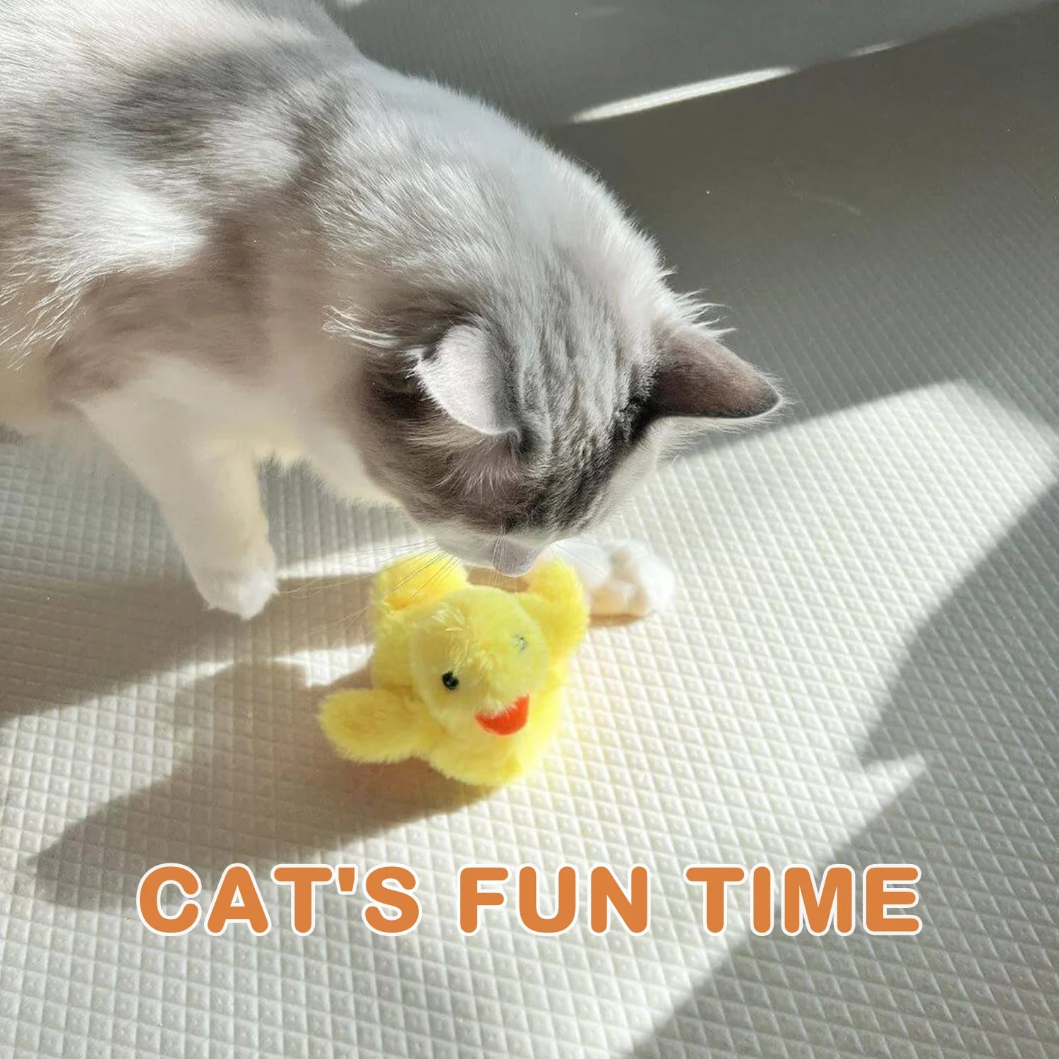 Interactive Cat Toys for Indoor Cats Rechargeable Automatic Chirping Duck Cat Toy with Catnip Auto Beating Wings Cat Toy