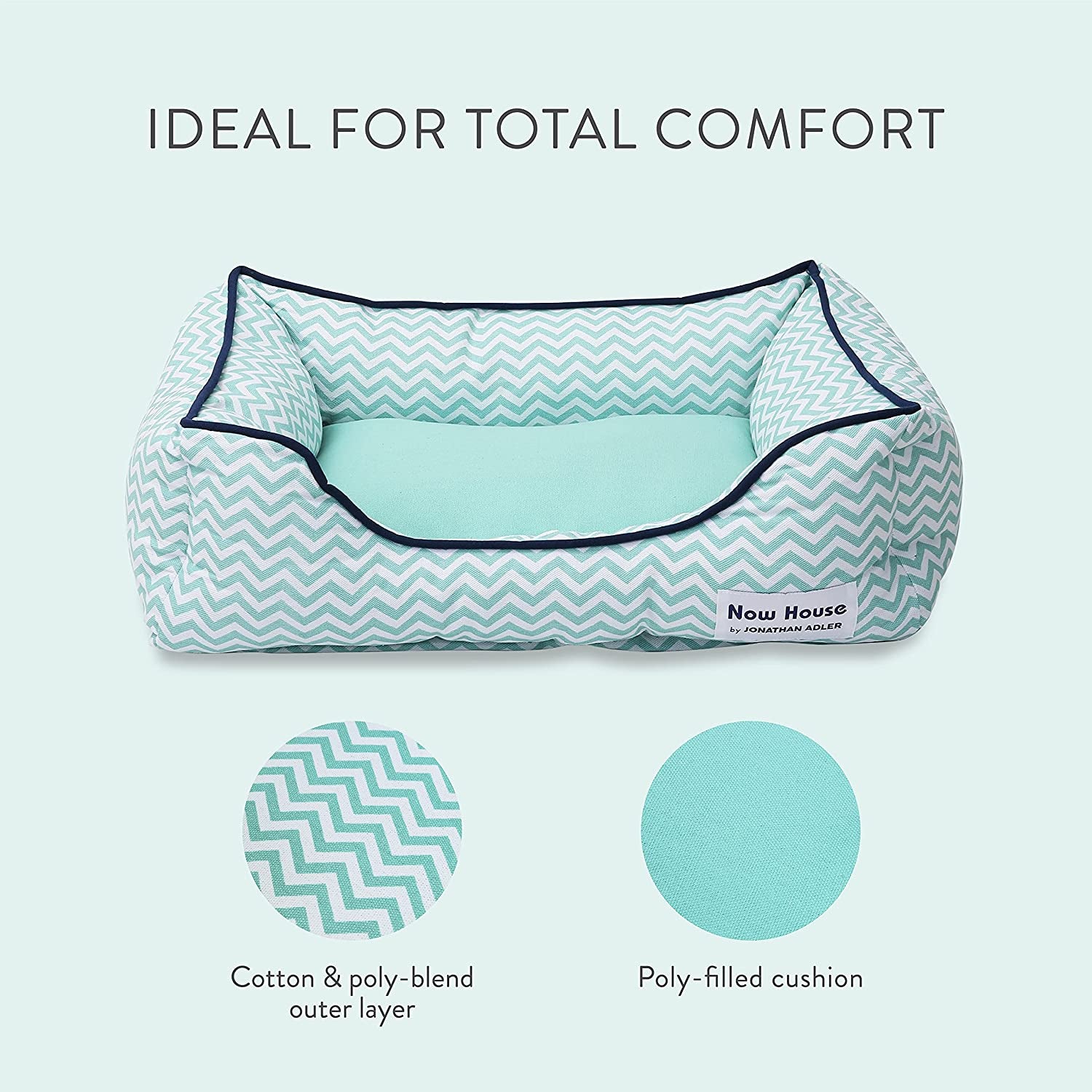 Teal Chevron Cuddler Dog Bed by Now House: Washable, Small Dog Bed