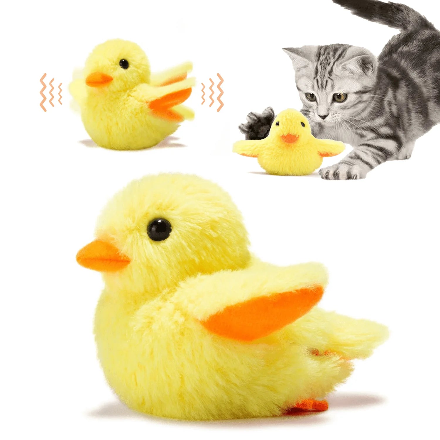 Interactive Cat Toys for Indoor Cats Rechargeable Automatic Chirping Duck Cat Toy with Catnip Auto Beating Wings Cat Toy