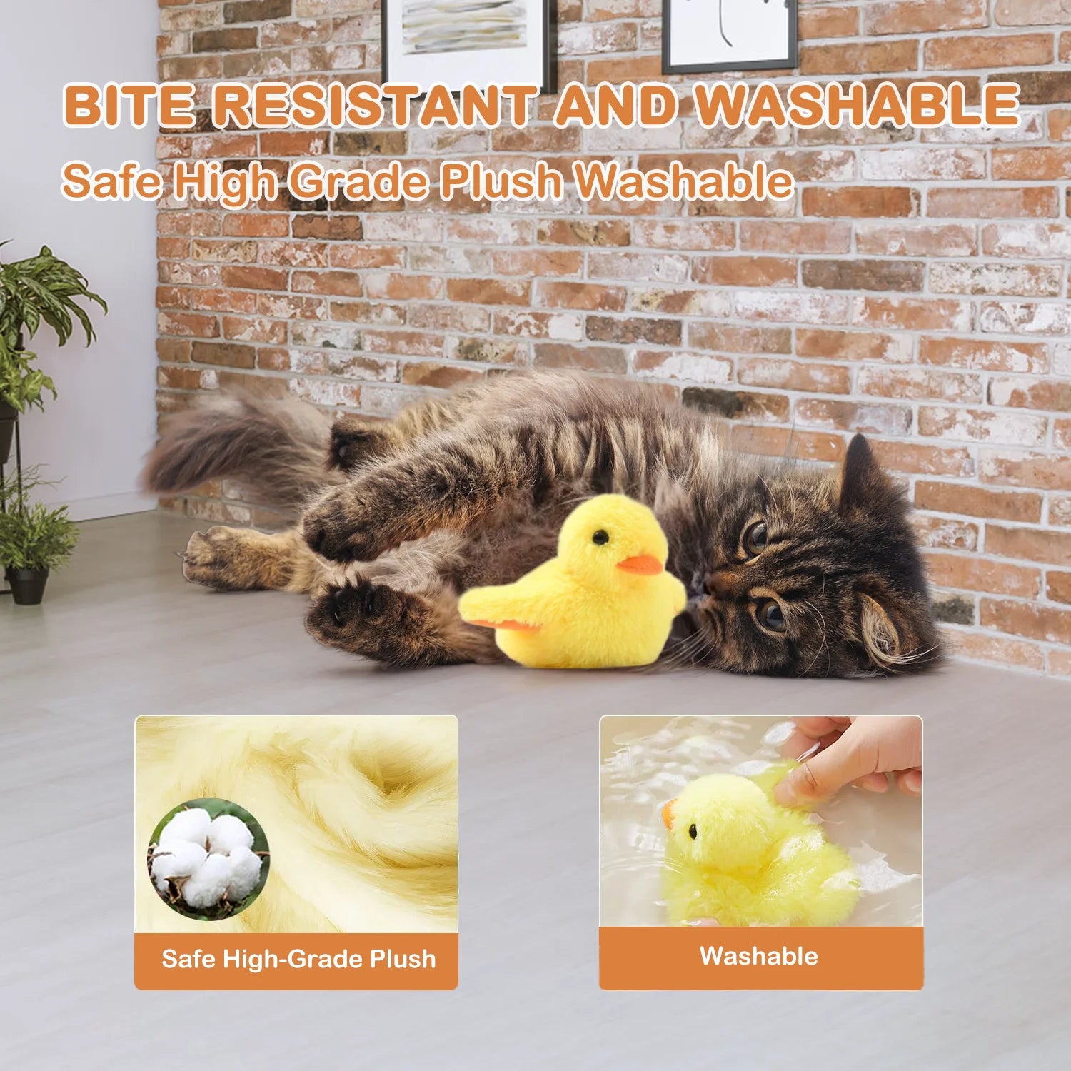 Interactive Cat Toys for Indoor Cats Rechargeable Automatic Chirping Duck Cat Toy with Catnip Auto Beating Wings Cat Toy