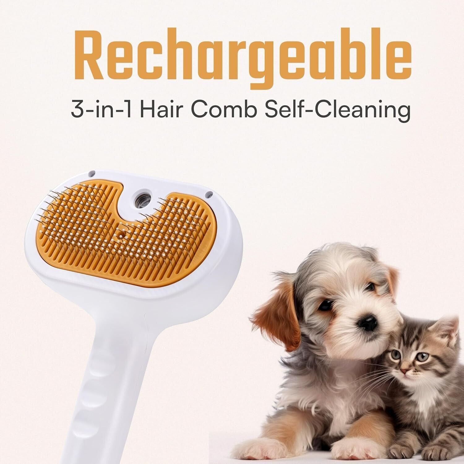 Cat Steam Brush 2024 New Rechargeable Self-Cleaning Pet Grooming Brush